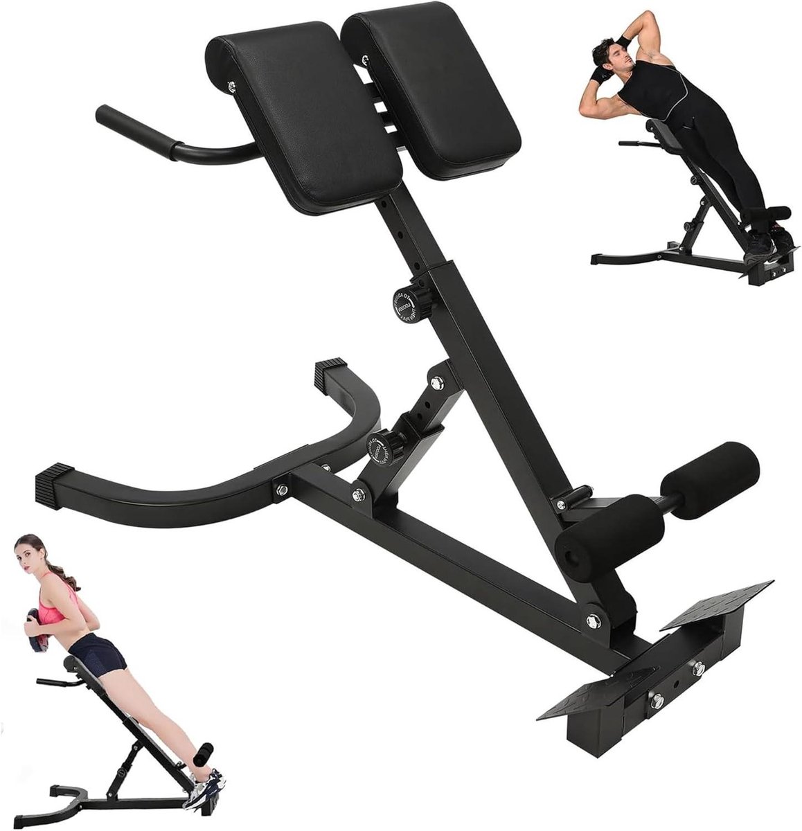 Fitness Bank - Rugtrainer Stoel - Kracht Training - Verstelbare Helling - 150 kg Capaciteit - Zwart