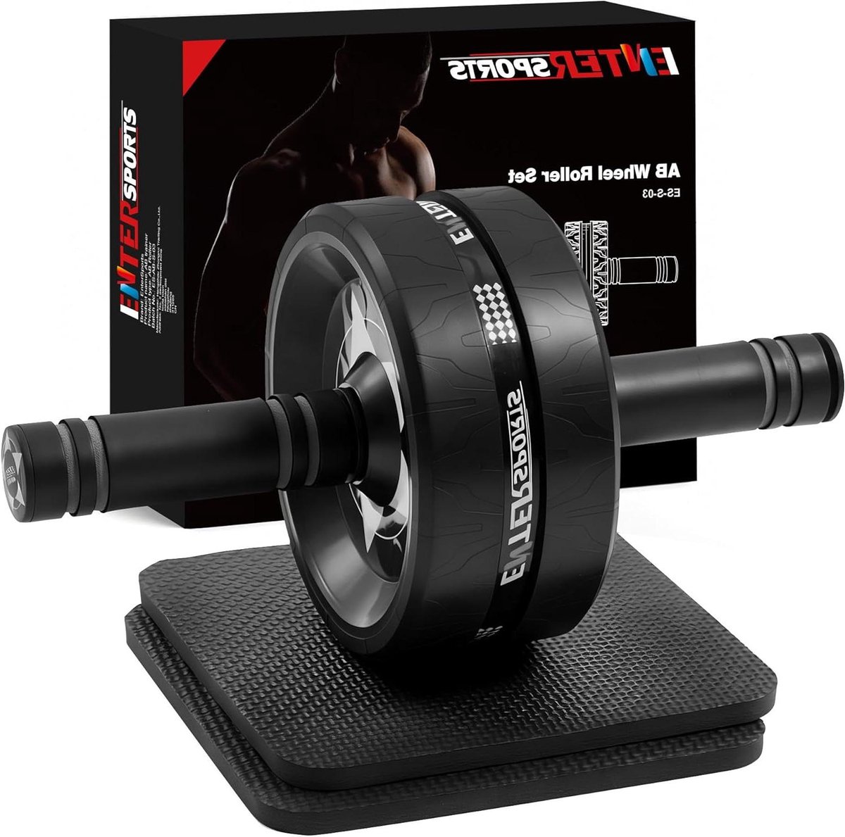 Buikroller Set - Buikspiertrainer Fitnesswiel - Thuistraining Kracht - Extra Brede Stabiliteit - 7.8 cm Breed - Zilver