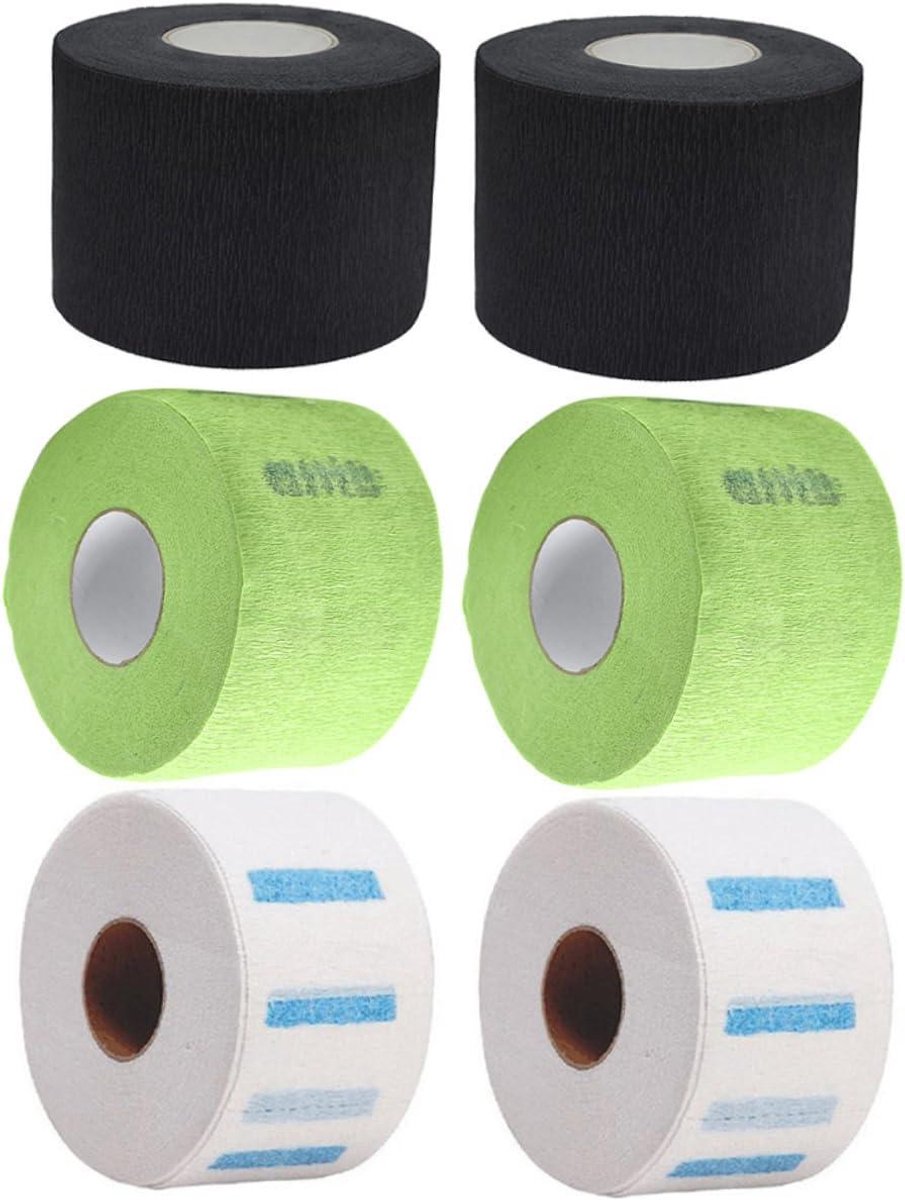 Nekstrips Kappers - Wegwerp Papier - Haarbehandelingen Uitvoeren - Rekbaar Comfort - 6 Rollen - Zwart