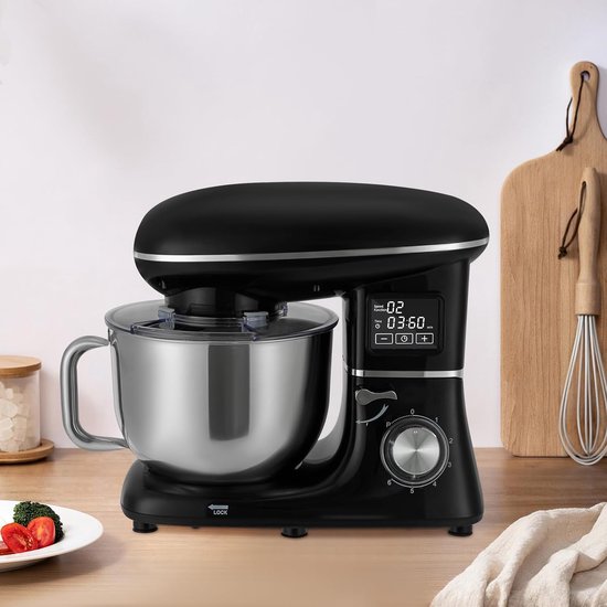 Keukenmachine 1500W - Keukenmixer Krachtig - Brood Deeg Maken - Compact LCD Display - 6.2 Liter Kom - Zwart — afbeelding 5