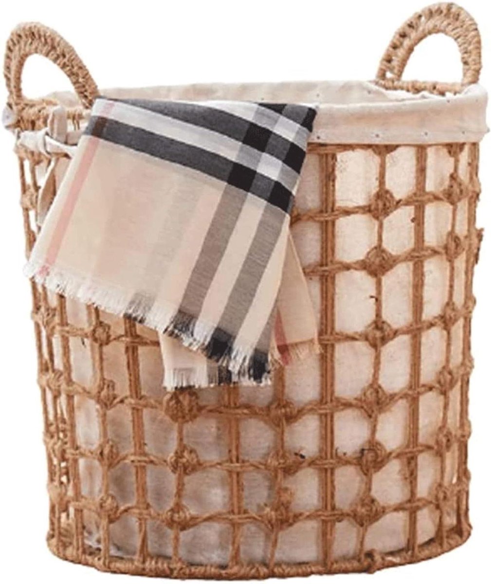Rotan wasmand - Opbergmand - Kleding opbergen - Verwijderbare voering - Large - Roomwit