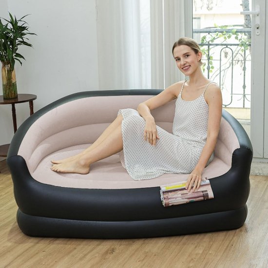 Inflatable Sofa, Folding Inflatable Sofa, Two Seater Chair for Adults, Comfortable Portable Air Sofa with 2 Repair Patches for Living Room, Courtyard, Camping van MOTEMBER — afbeelding 3