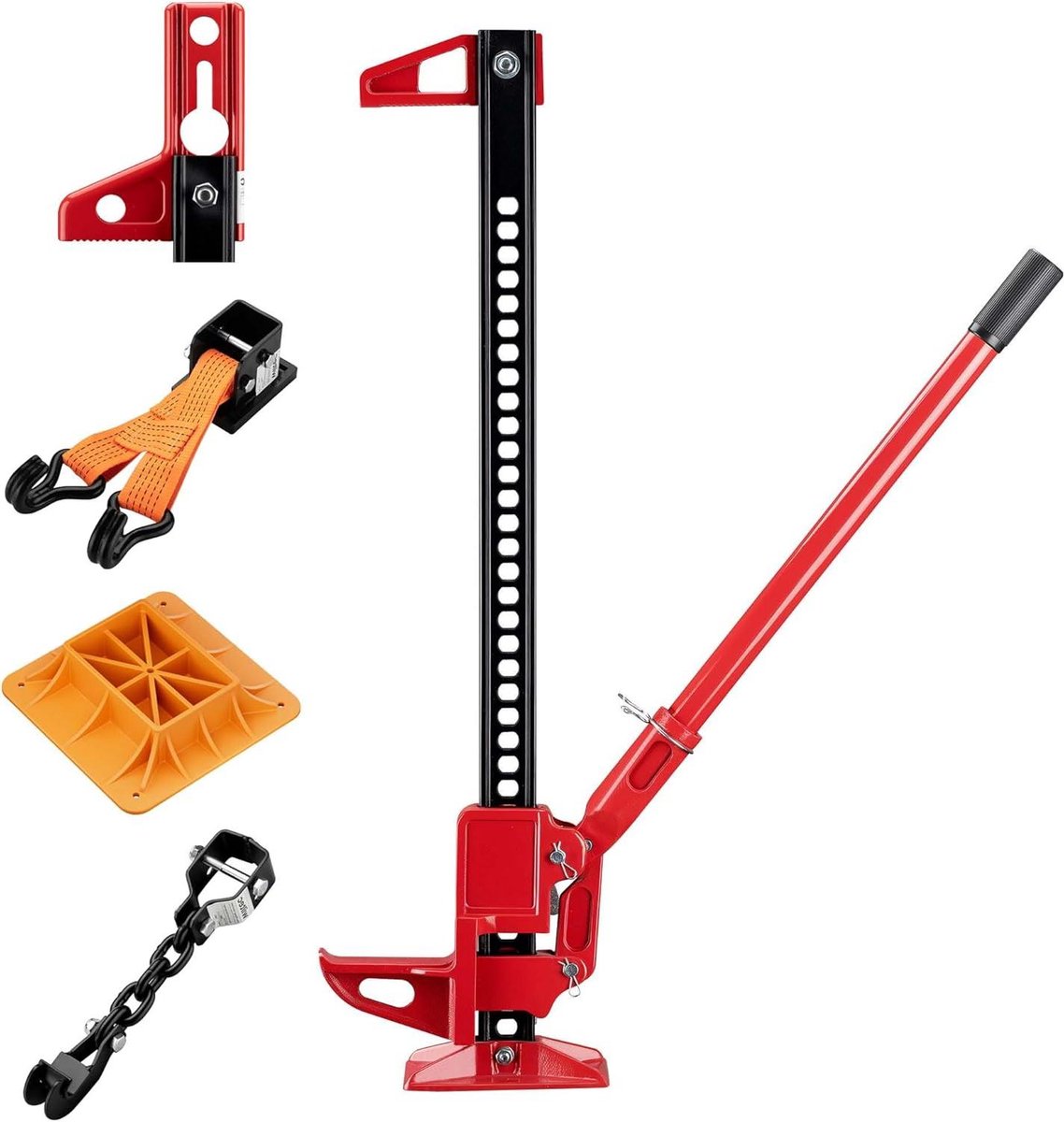 Boerenkrik Allroundset - Offroad Krik - Voertuigen Hefen - Compleet met Lier - 3000 kg Capaciteit - Rood