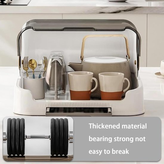 Flessenorganizer Baby - Babyfles Houder - Hygiënisch Opbergen - Stofdichte Deksel - 26 cm Hoog - Grijs — afbeelding 5