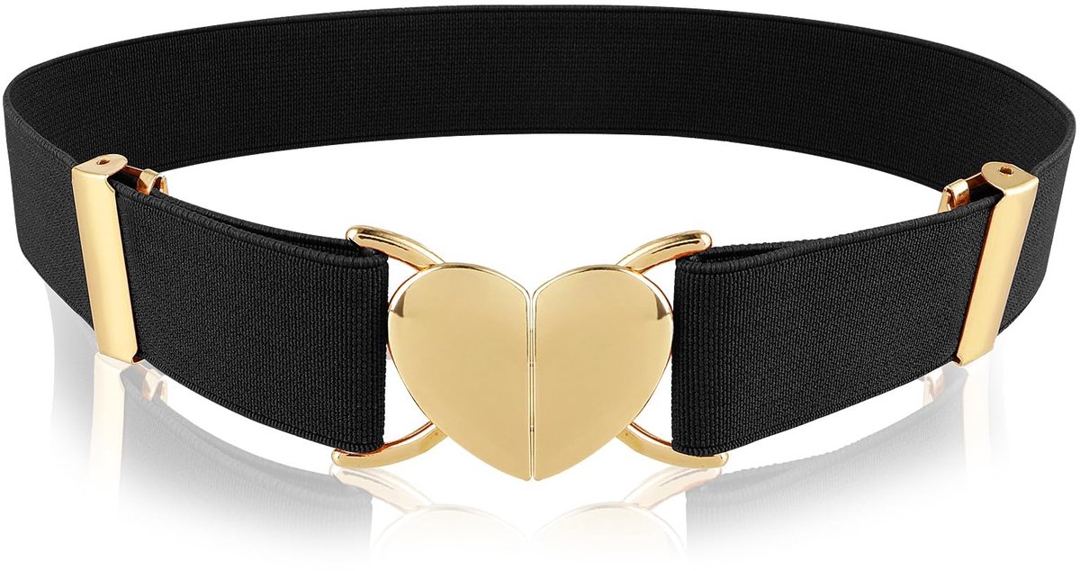 Dailygoody - Solidchoice - Dailygoody - Hart Elastische Taille Riemen - Verstelbare Geweven Stretch Riem - Meisjes - Metalen Hart Gesp - Perfect voor Feestjes en School