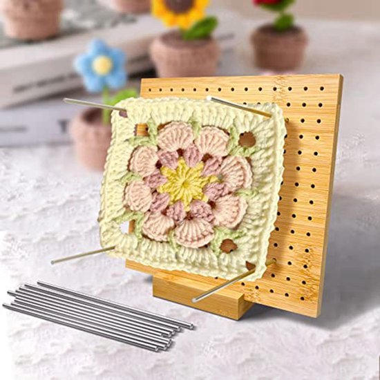 Gehaakte Blokplank - Vierkante Haakplank - Projecten Blokkeren - 196 Gaten - 20 x 22 cm - Niet gespecificeerd — afbeelding 5