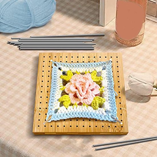 Gehaakte Blokplank - Vierkante Haakplank - Projecten Blokkeren - 196 Gaten - 20 x 22 cm - Niet gespecificeerd — afbeelding 2