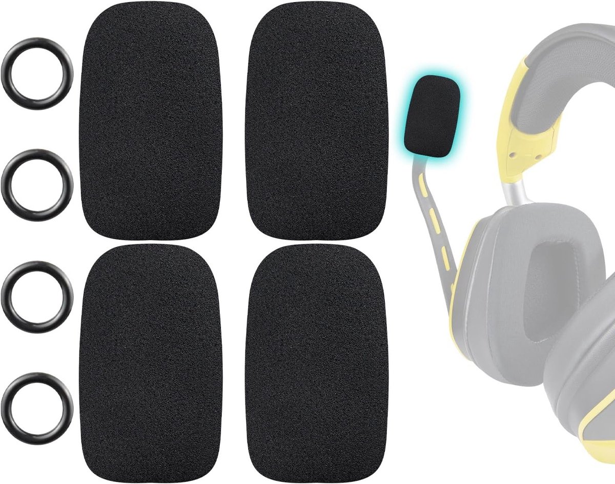 4-delige Beschermende Microfoon Schuimhoes met Popfilter voor Corsair Void en Virtuoso Hoofdtelefoons, Geluidsdempende Windscreen en Hoge Dichtheid Schuim