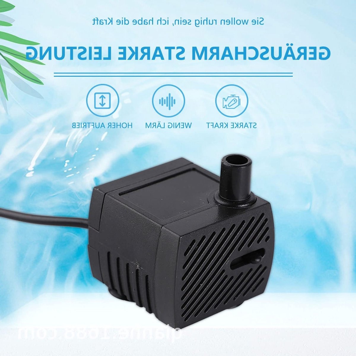 Mini-waterpomp - Zwart - 48 x 48 x 35 mm - Ultrastille Dompelpomp met 1,5 m Netsnoer - Voor Aquarium en Tuin thumbnail 4