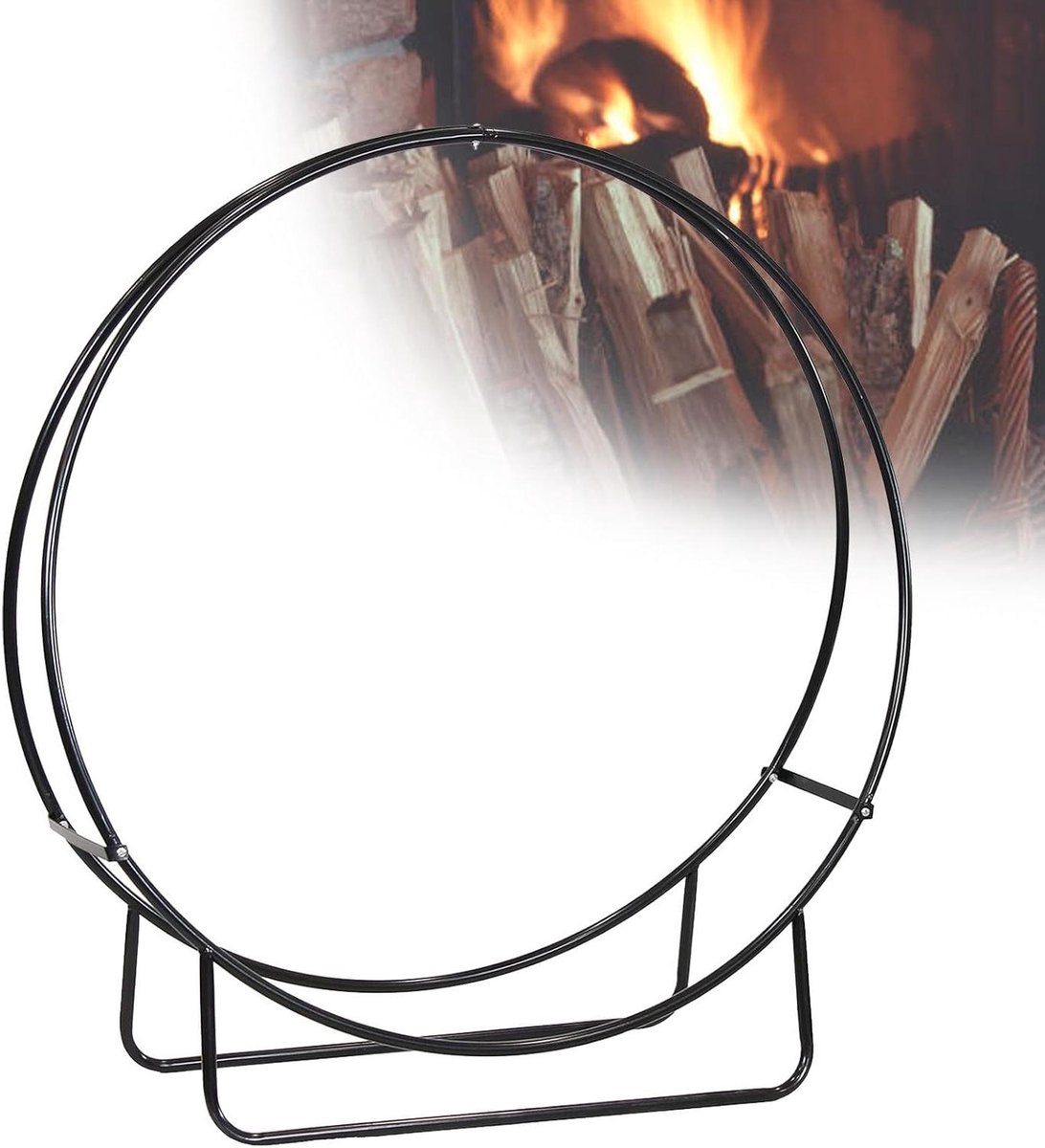Haardhoutrek - Houtblokhouder Opslagrek - Hout Opslaan - Geventileerde Opslag - 24 inch - Zwart