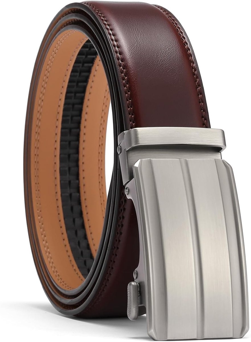 Leren Riem voor Mannen met Automatische Sluiting, Verstelbare Breedte 35mm voor Jeans en Business Outfit, 135cm/40''-48'' Taille