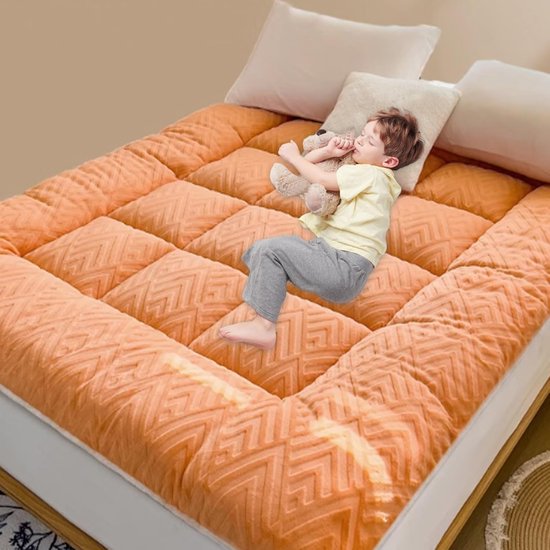 Japanse Futon Matras - Vloermatras Opvouwbaar - Comfortabel Slapen - Ergonomisch Ontwerp - Full Size - Roze — afbeelding 3