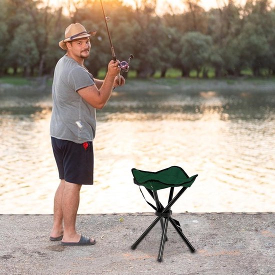 Groene opvouwbare campingkruk/visserskruk - 38 cm - kampeerspullen - camping benodigdheden — afbeelding 4