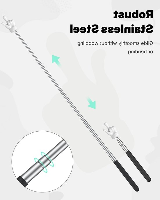 2 Stuks Telescopische Vingerwijzers voor Leraren - Uittrekbare Finger Pointer voor de Klas, Tot 55 cm, Zwart, Ideaal voor Onderwijs en Presentaties — afbeelding 3