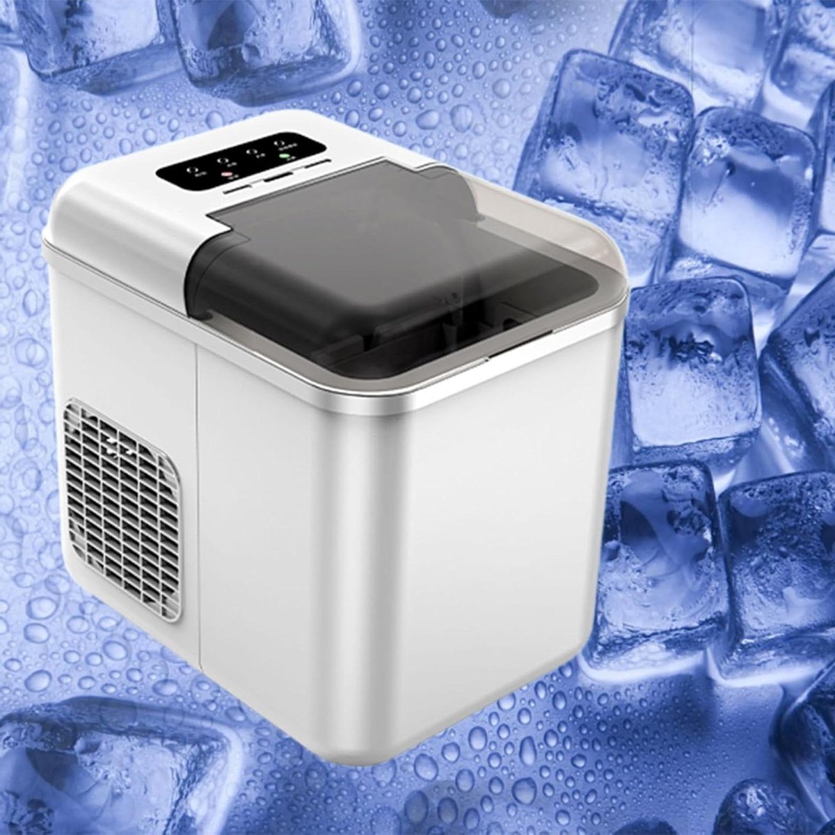 IJsmachine Aanrecht - Draagbare IJsblokjesmaker - Snelle IJsbereiding - Sferische IJsblokjes - 12kg Per Dag - Zilverkleurig