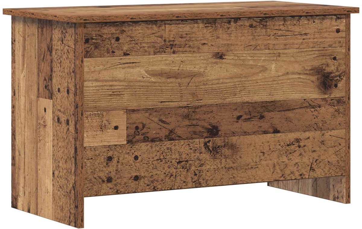 vidaXL - Opbergkist - met - opslag - Oud - hout - 80 - x - 40 - x - 50 - cm - Bewerkt - hout