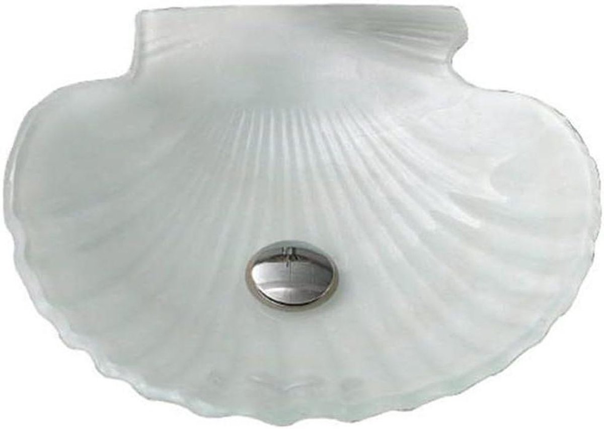 Waskom Glas - Wastafel Kom - Badkamer Opfrissen - Schelpvormig Design - 45x45x12 cm - Transparant