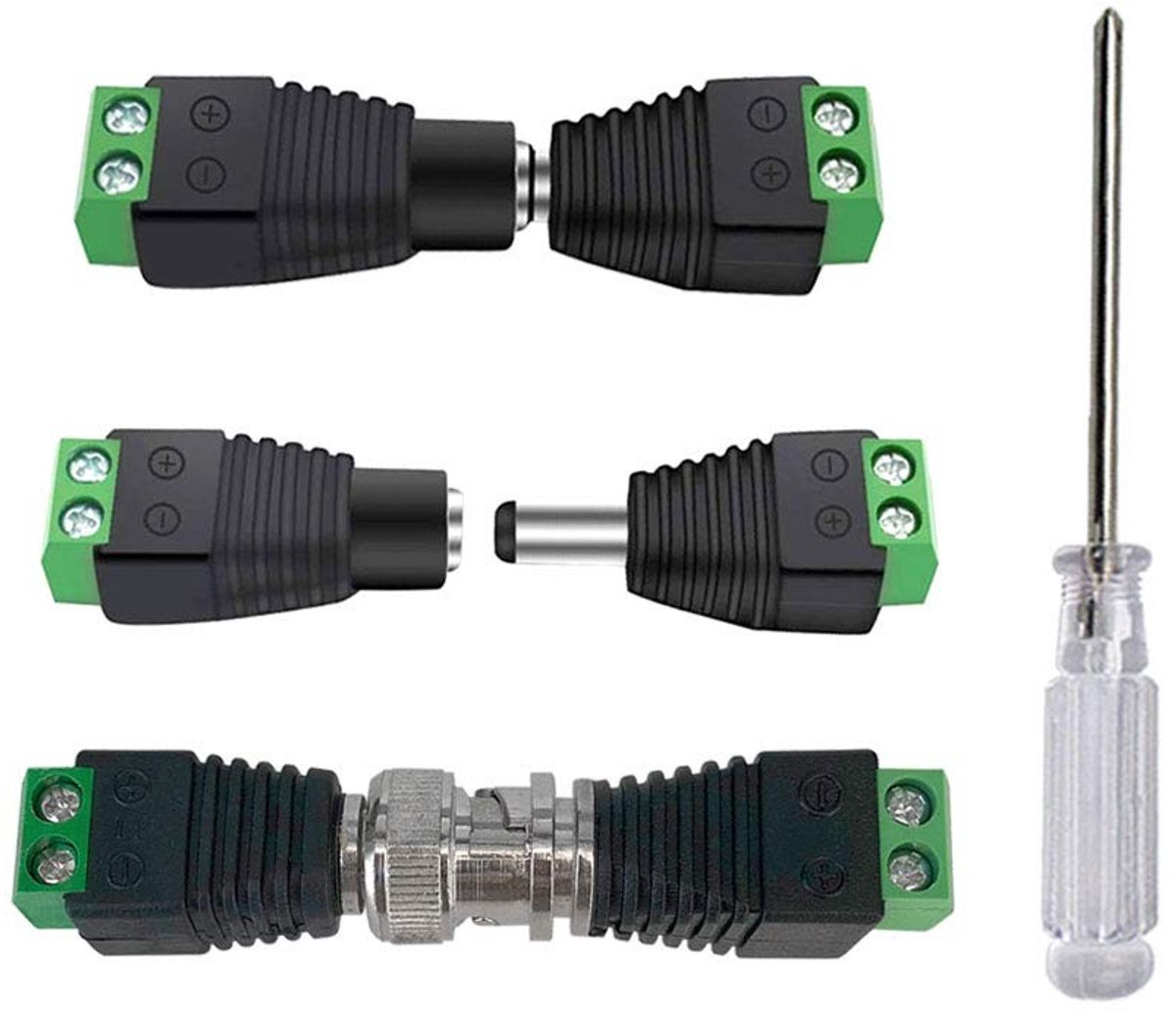 Dailygoody - DC voeding stekkers 12V 24V - 15 paar stekkers - Video balun stekkers - Coax Cat5 CAT6