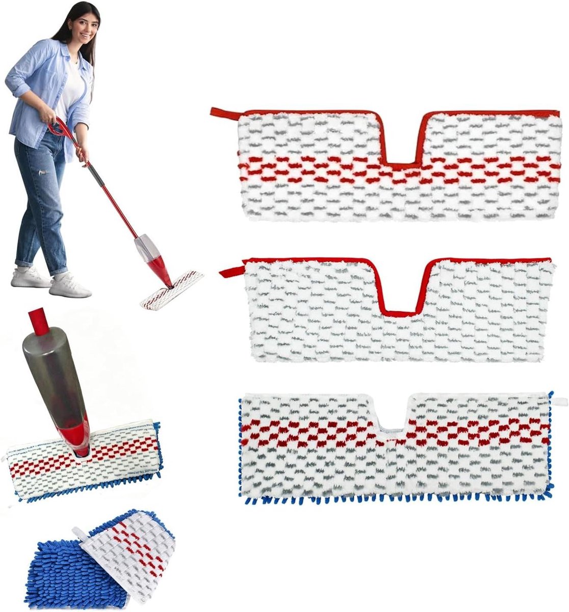 Dweilkoppen - Reservehoezen Mop - Vloeren Reinigen - Actieve Microvezel - 4 stuks - D