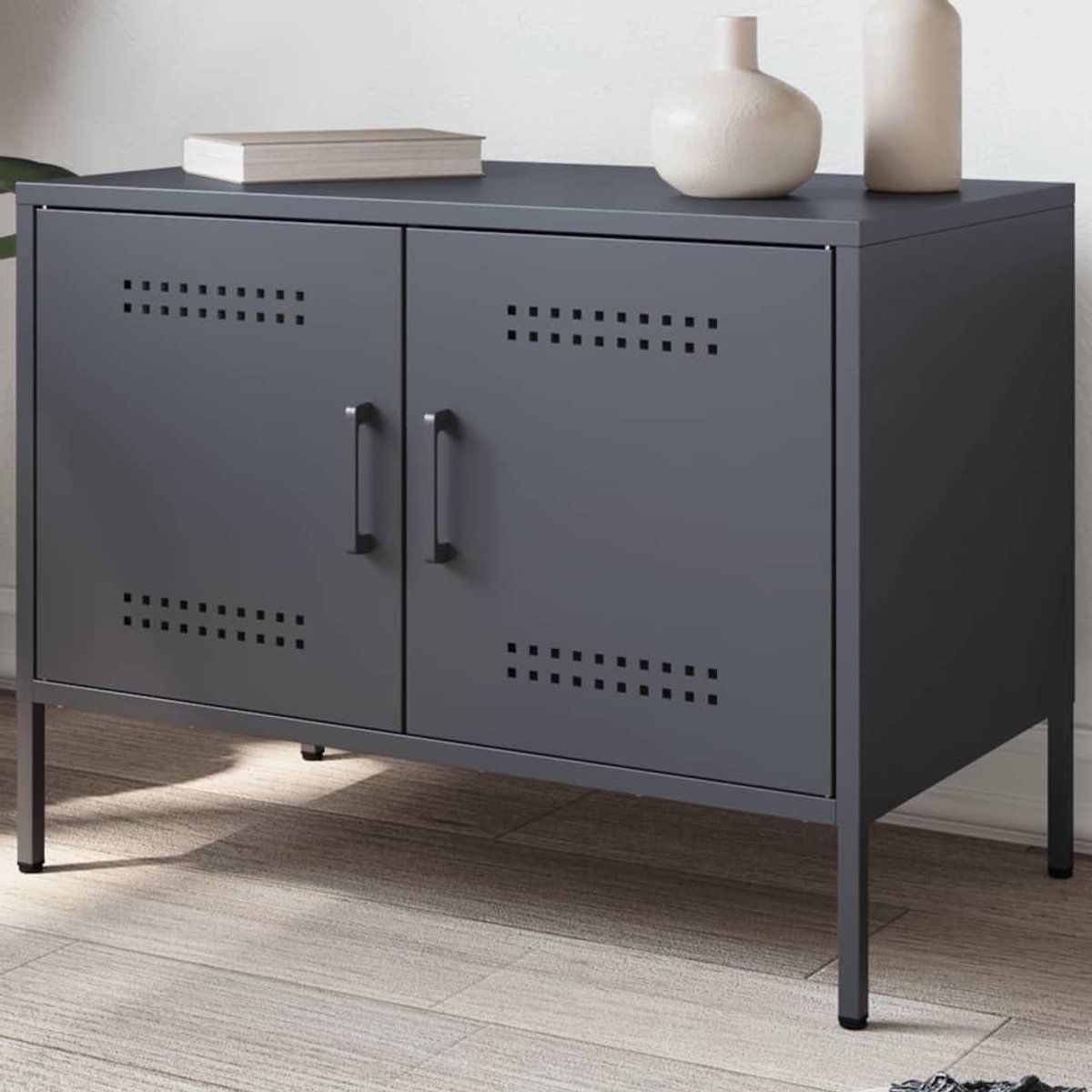 Tv-kast - Tv meubel commode - Woonkamer opbergen - Industriële stijl staal - 68 x 39 x 505 cm - Antraciet