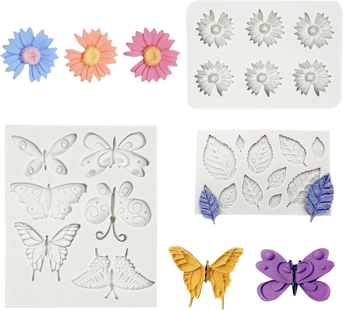 3D Silikon Mold voor Chocolade en Fondant Decoratie met Bloemen en Bladeren voor Taartversiering