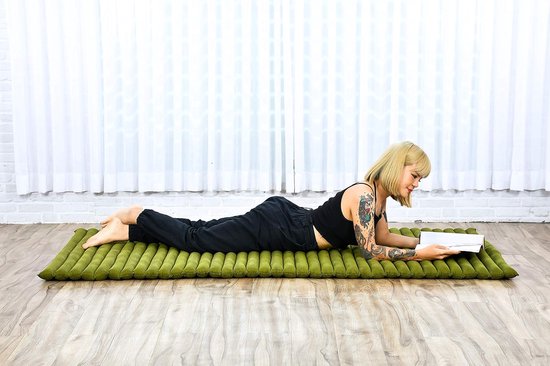 Opvouwbaar Matras - Japanse Futon Gastenbed - Yoga Meditatie Ontspanning - Natuurlijke Kapok Vulling - 190x100x5 cm - Groen — afbeelding 4