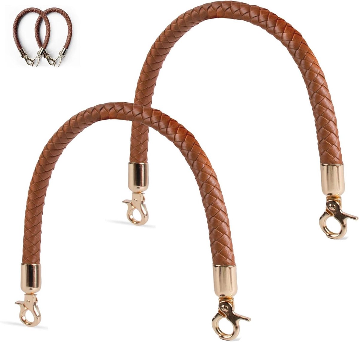 Vervangende Handvatten voor Handtassen, Set van 2 PU Leren Handvatten van 40 cm met Metalen Haakjes, Ideaal voor DIY en Herstel van Schoudertassen en Handtassen