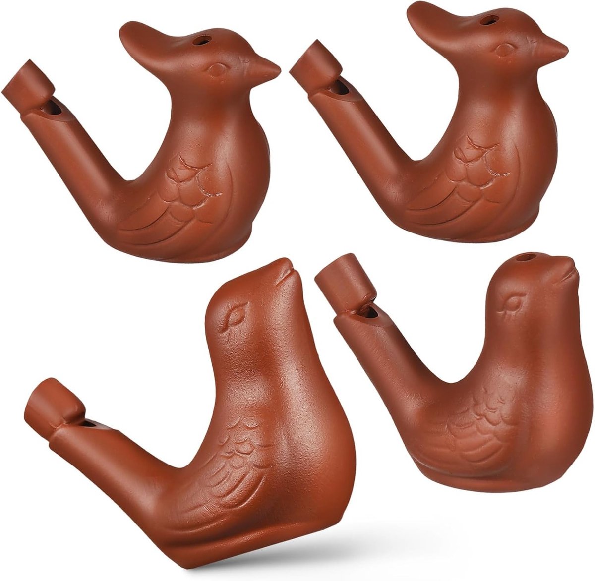 Set van 4 Porseleinen Vogel Fluitjes - Muzikaal Speelgoed voor Kinderen en Volwassenen, Perfect voor Koffie en Zisha Gebruik
