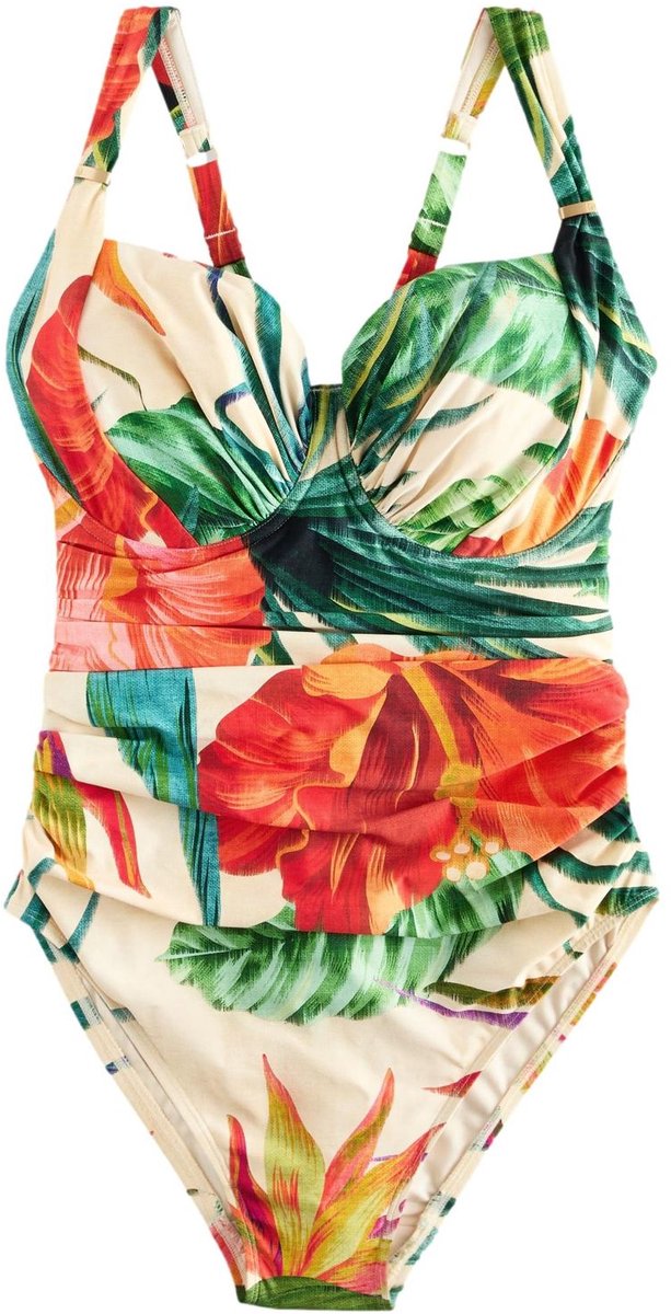 Next Dames - Blauw ondersteunend F-K badpak met beugels - Rood Red Tropical