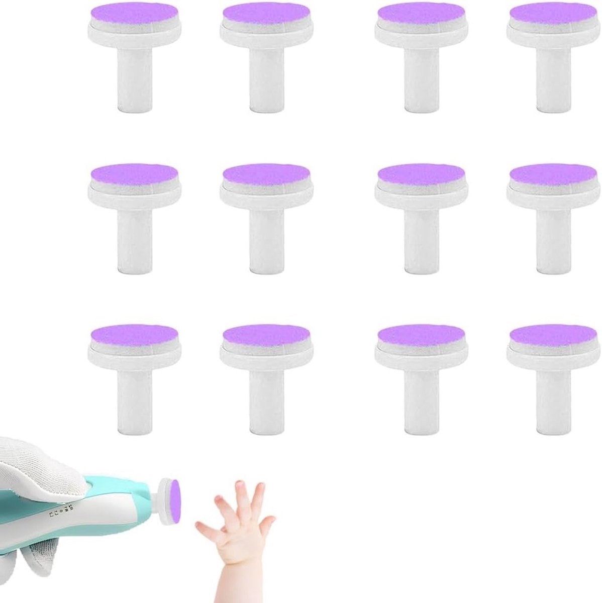 Vervangende pads voor elektrische nagelknippers - 12 stuks, geschikt voor kinderen vanaf 6 maanden, ideaal voor veilige en zachte nagelverzorging
