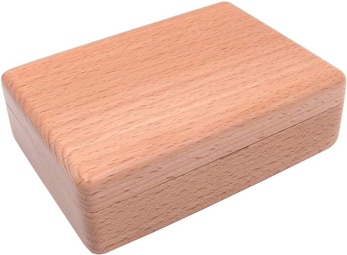 Compacte Houten Sieradenopbergdoos van Zwart Beukenhout voor Ringen, Oorbellen en Kettingen - 12cm x 8cm x 4cm