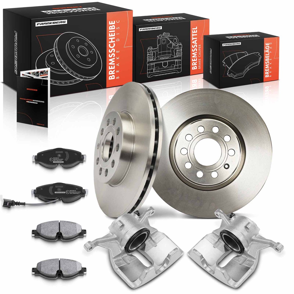 Frankberg 2x Remklauw+2x Remmen+4x Remblokken Voor voor VW Golf Audi