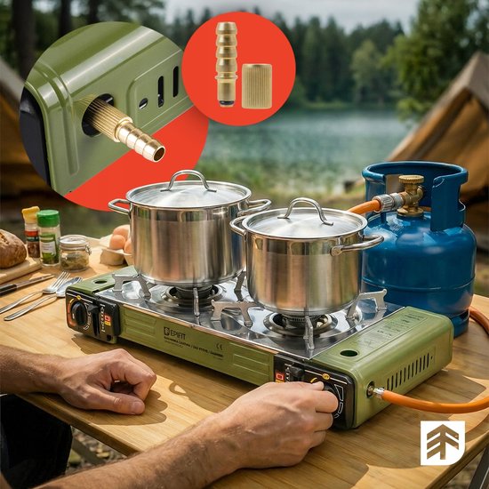 MOZY® - Draagbaar Gasfornuis - in Koffer - Groen - Antislip - Dubbele Gaspit - Tweepits Gastoestel - Camping Kooktoestel - Draagbaar Gasfornuis van MOZY — afbeelding 5