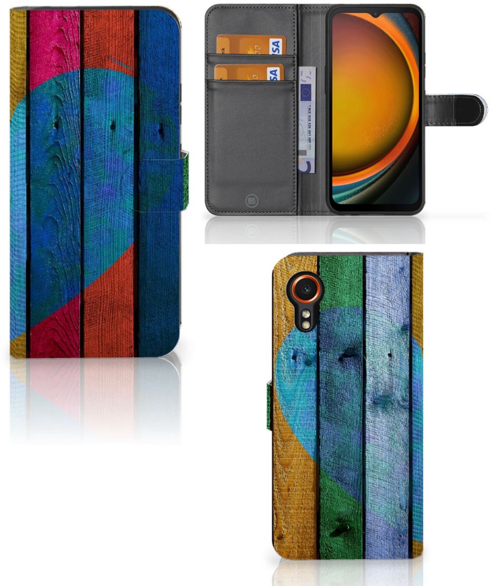 Samsung Galaxy Xcover 7 Book Style Case Wood Heart - Cadeau voor je Vriend