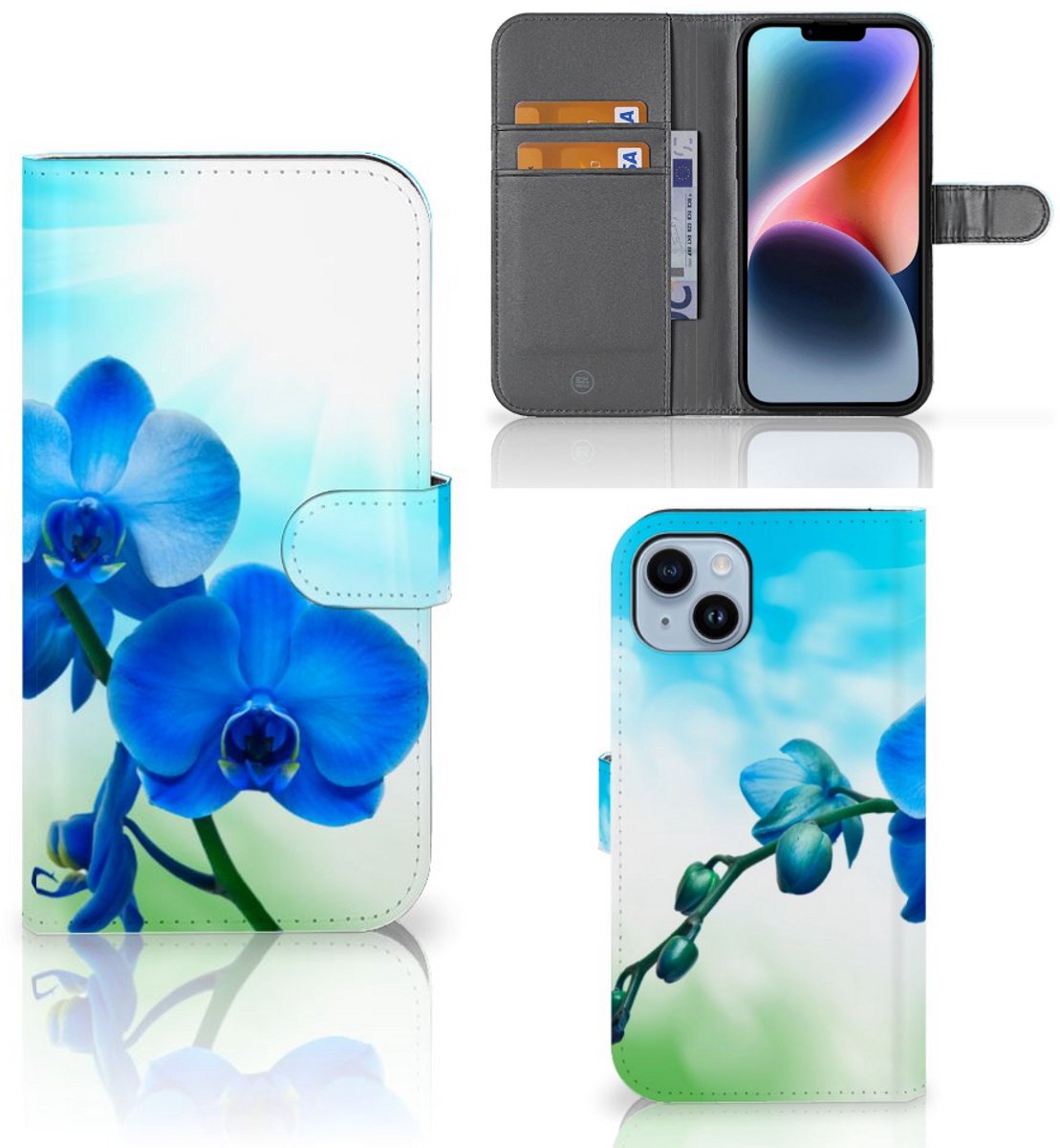 iPhone 15 Plus Hoesje Orchidee Blauw - Cadeau voor je Moeder