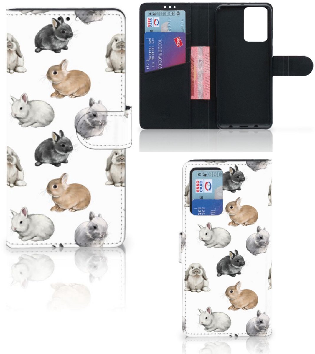 Telefoonhoesje met Pasjes voor Xiaomi Redmi Note 10 Pro Konijntjes