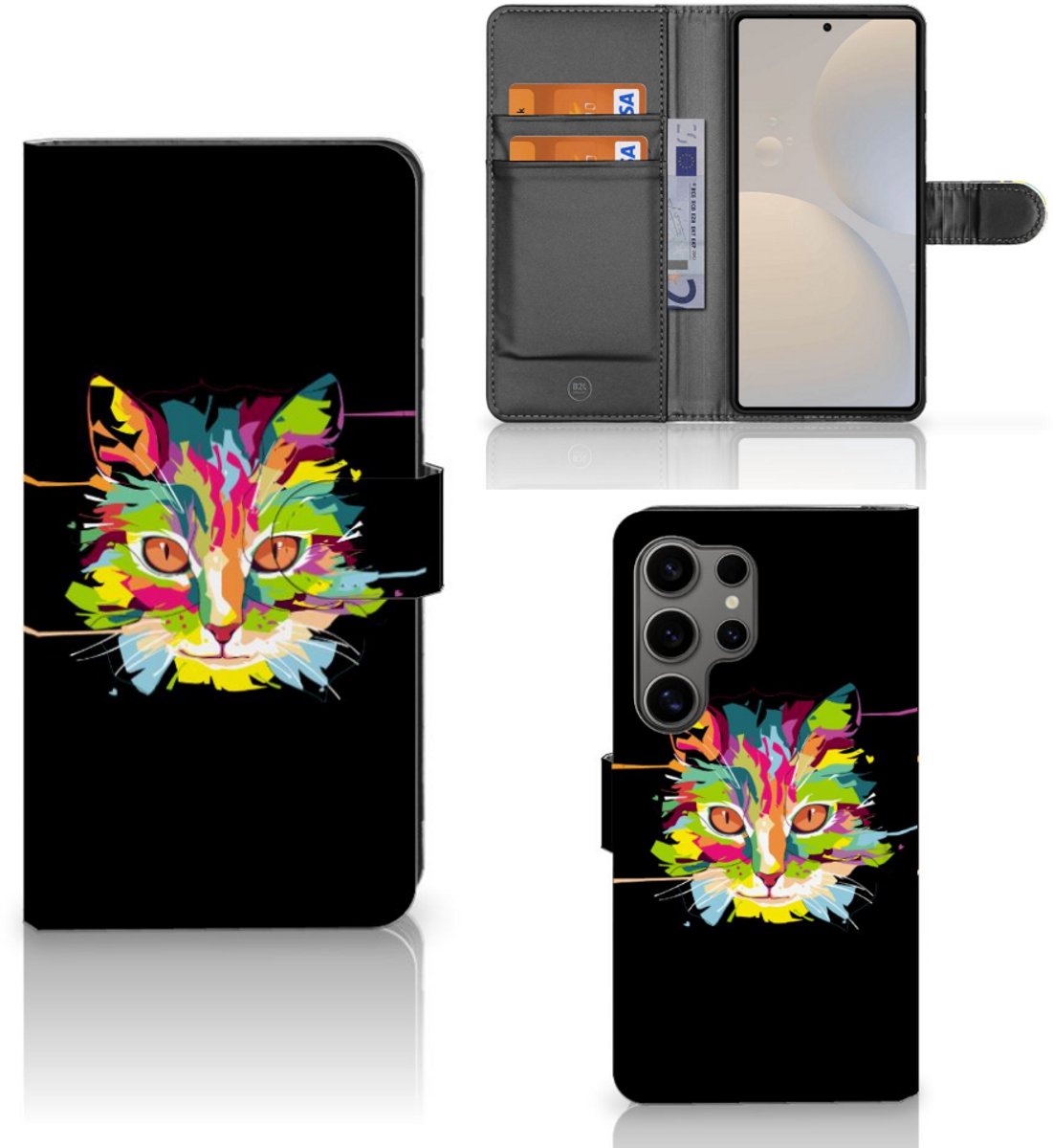 Book Case voor Samsung Galaxy S25 Ultra Leuk Hoesje Cat Color