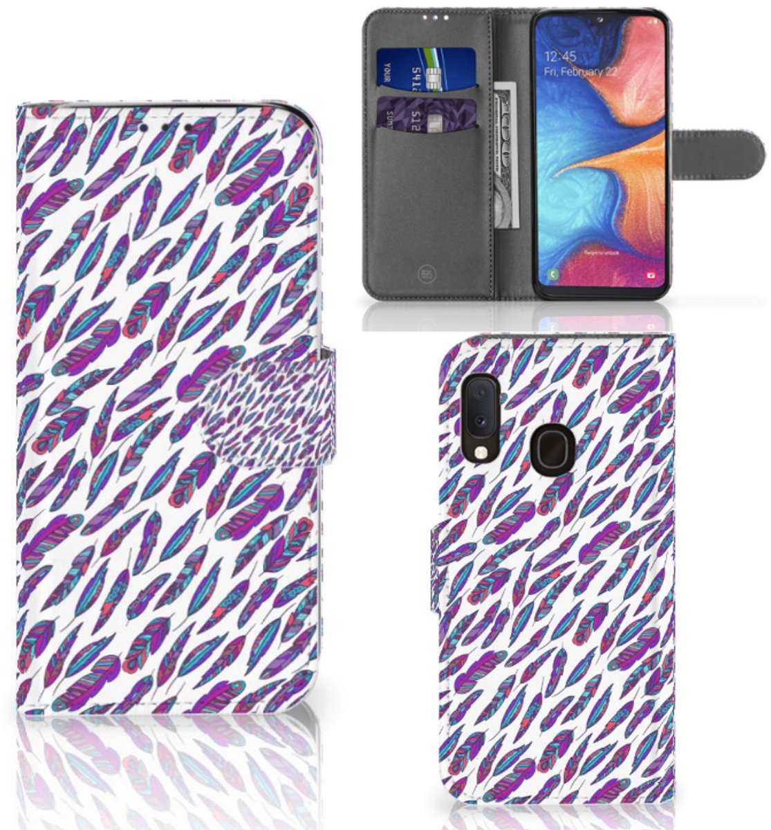 Samsung Galaxy A20e Telefoon Hoesje Feathers Color