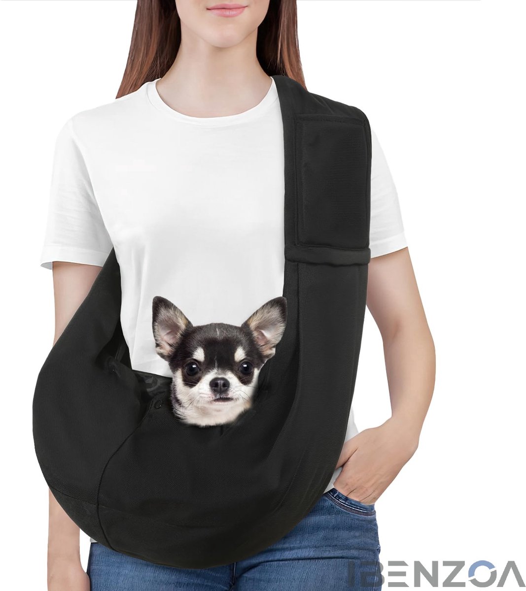 Hondendraagtas - Zwart - Voor honden tot 12 kg - Draagdoek - Outdoor