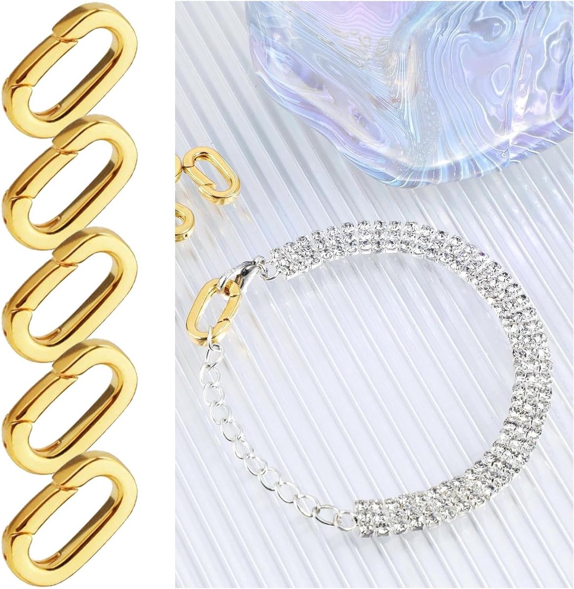 Oval Spring Buckles voor Sieraden, 5 Stuks, Verguld, Handgemaakt, Creatieve Accessoires