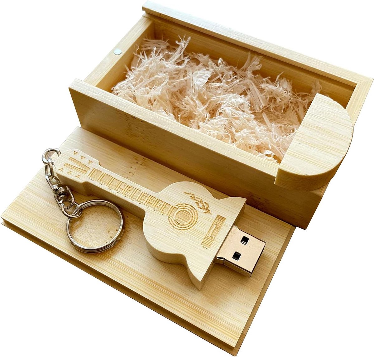 Gitaar USB Stick - Houten Flash Drive - Bestanden Opslaan - Creatief Gitaar Design - 4GB - Houtkleur