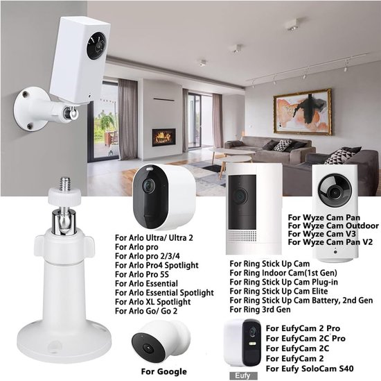 Met standaard 1/4"-20 draad beveiligingscamera wandhouder geschikt voor Arlo Pro 4, Arlo Ultra, Arlo Essential Spotlight, Ring Stick Up Cam Elite, Ring Stick Up Cam Plug in, Eufy 2/2C van met — afbeelding 5