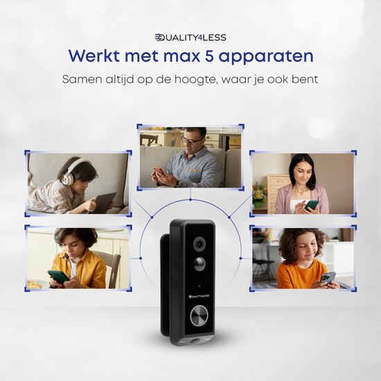 Quality4Less™ - Slimme Video Deurbel met dubbele camera - 2K Ultra HD - Werkt draadloos & bedraad - Wifi deurbel - Zonder abonnement - Incl. draadloze gong en 32GB SD-Kaart - (T-ring geluid) - Zwart van Merkloos — afbeelding 4