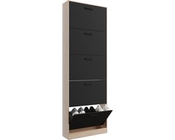 CASABEL Moderne schoenenkast met 5 neerklapbare deuren - 15 paar schoenen - Schoenopbergkast van composiethout - Afmetingen: B60 x D17 x H180 cm
