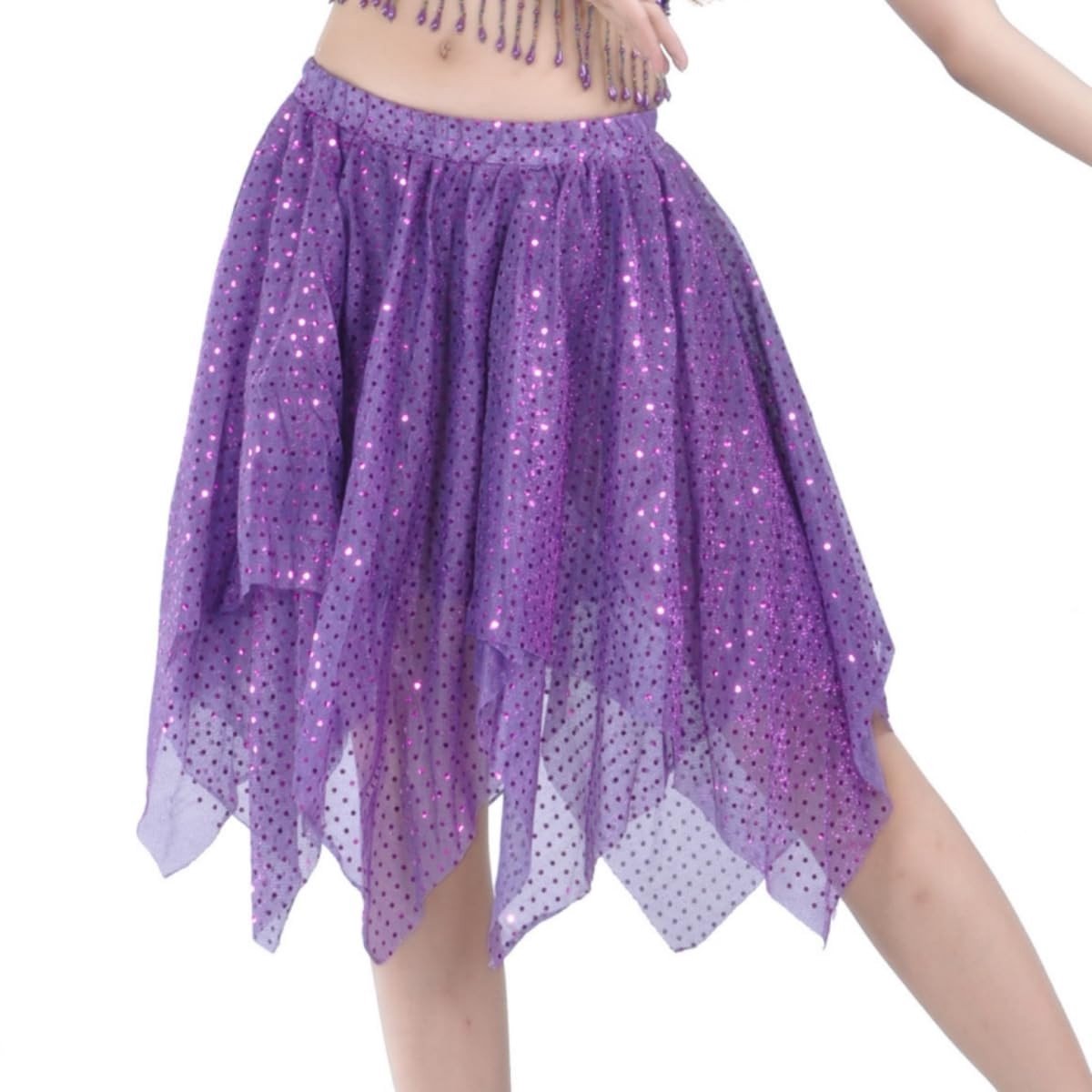 Allecto - Sequin Rok - Glitterende Vrouwen Rok - Asymmetrisch Ontwerp - Één Grootte - Geschikt voor Latin Dance - Feestjes