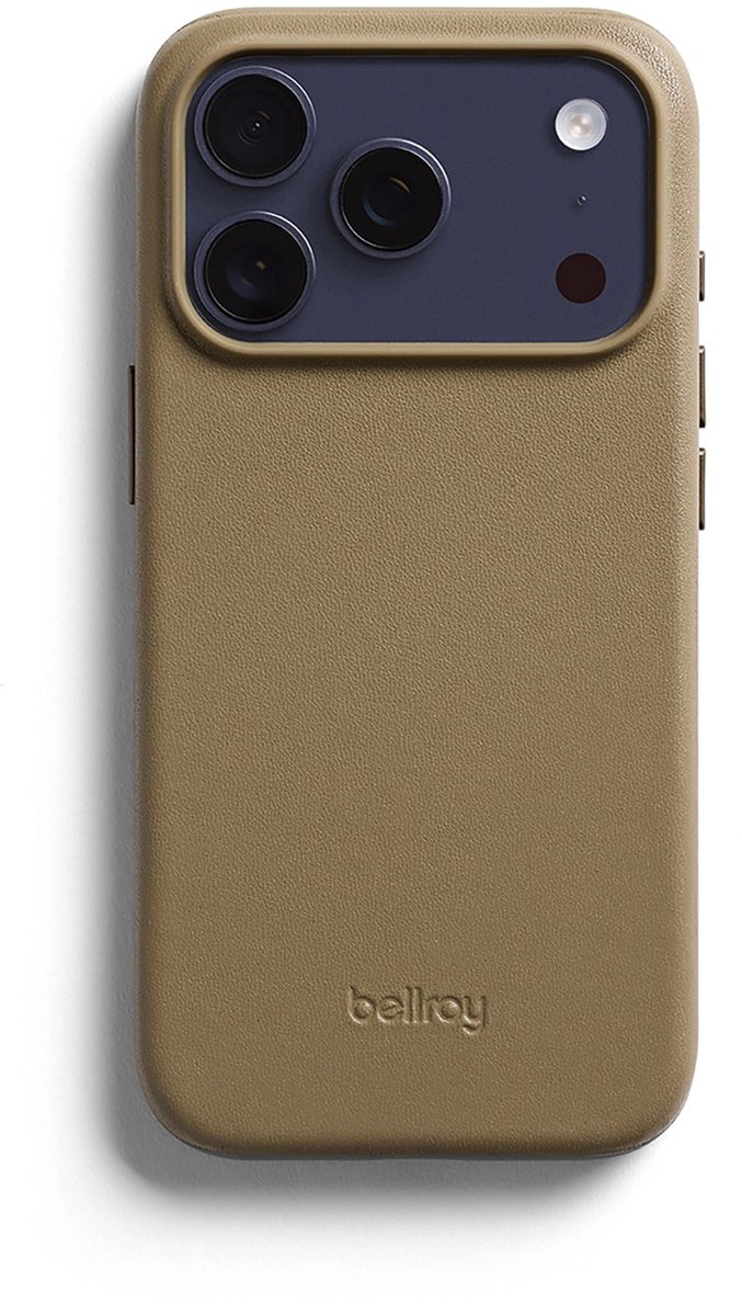 Bellroy hoesje iPhone 17 Pro – Superdunne Vormgeving – MagSafe Compatibel – Duurzaam Leer en Schokabsorberend Polymeer - Beige