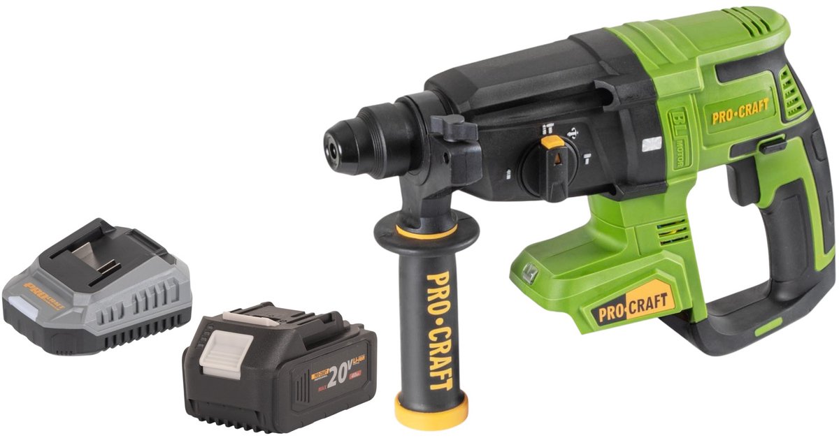 Procraft PHA40bb accu-boorhamer 20 V 2,6 J SDS plus Brushless + 1x accu 4,0 Ah + oplader