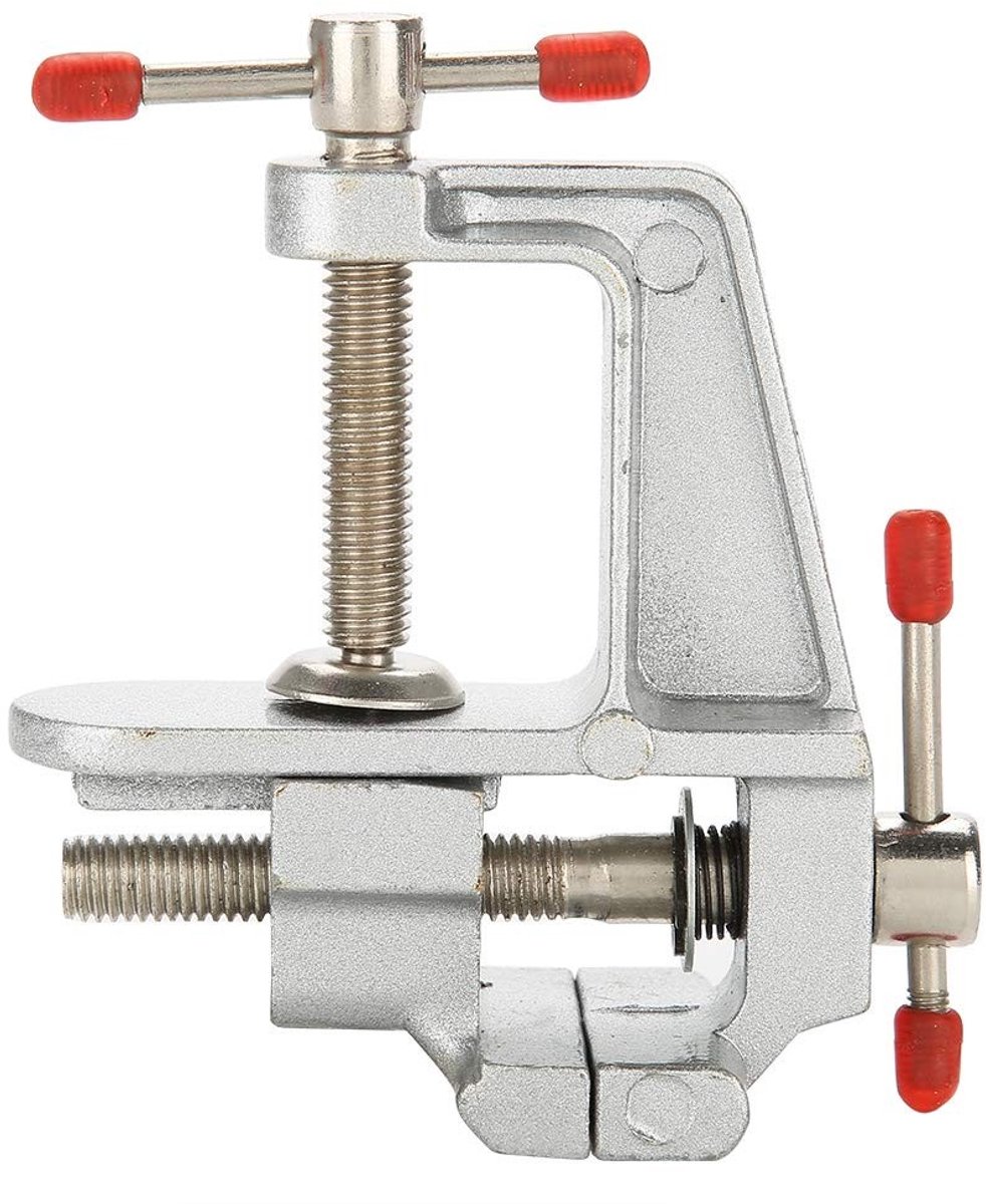 Allecto - Aluminium Mini Tafelklem - Draagbare Bankschroef - Perfect voor Hobbyisten - Zilver - Juweliers Gereedschap - Compact en Lichtgewicht