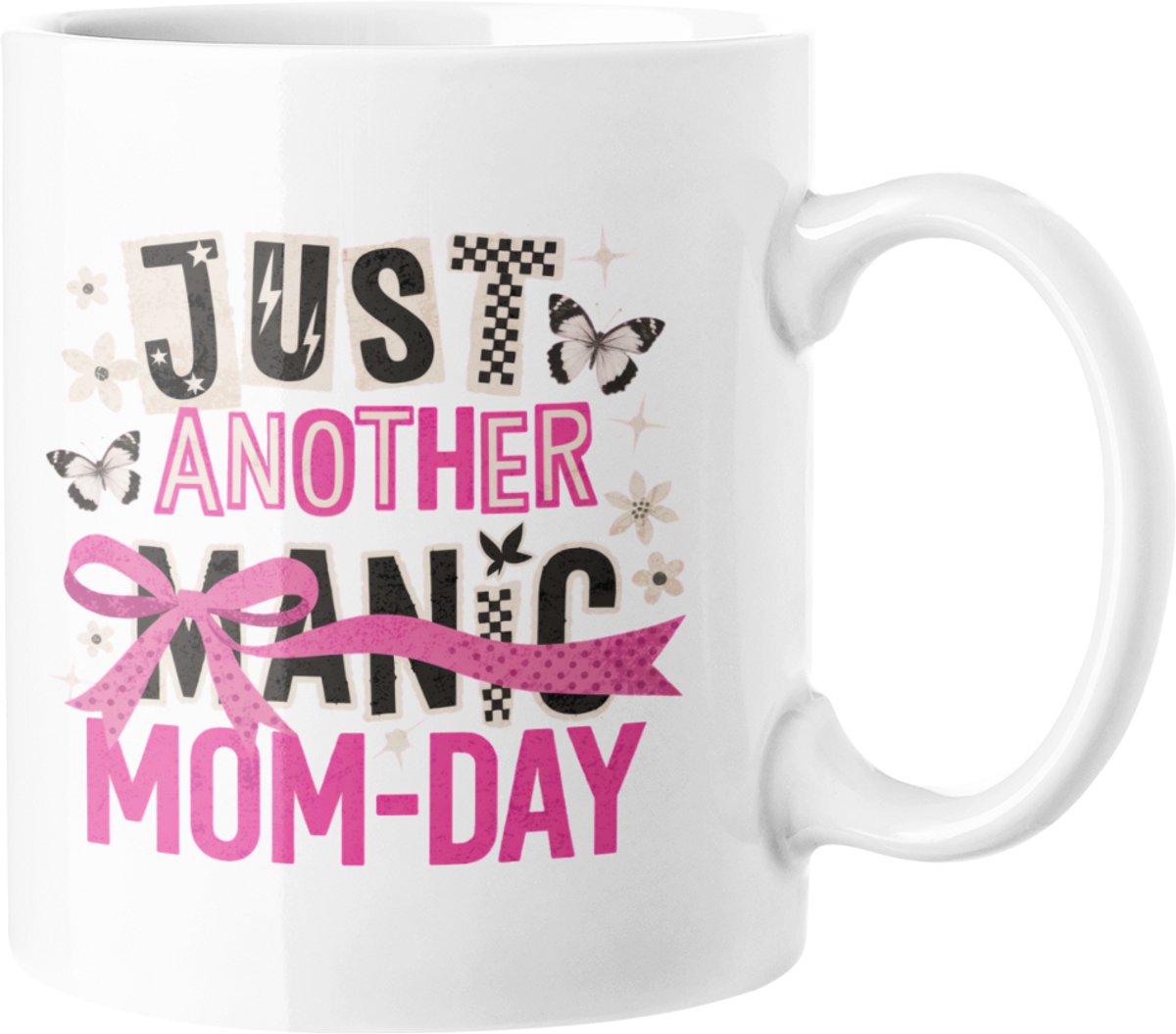Manic Mom Day Koffiemok - Grappig Moederdag Cadeau - Schattige Vlinder Mama Mok