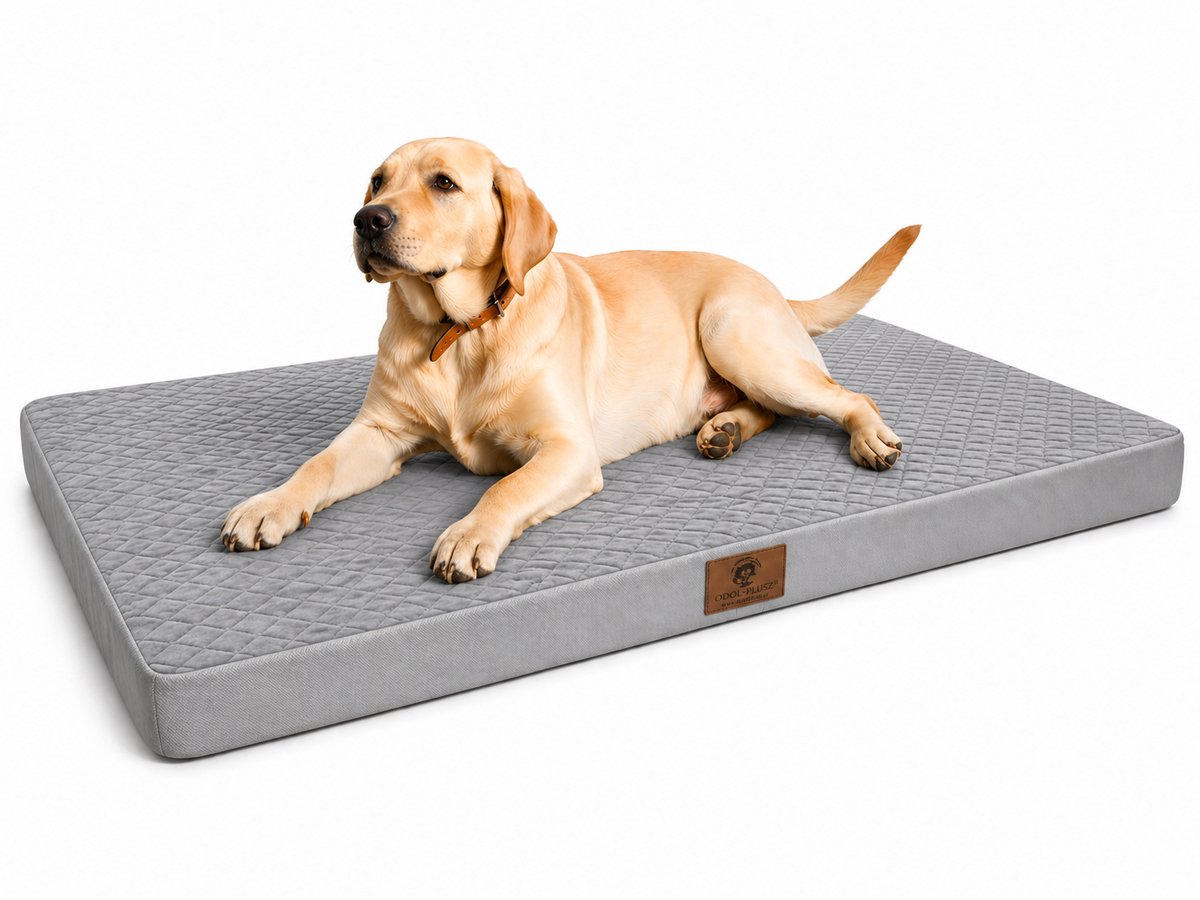 Hondenmat 120x80 cm - Gewatteerde Hondenmand voor Bench en Thuis - Zacht en Comfortabel Hondenkussen voor Grote Honden, grijs